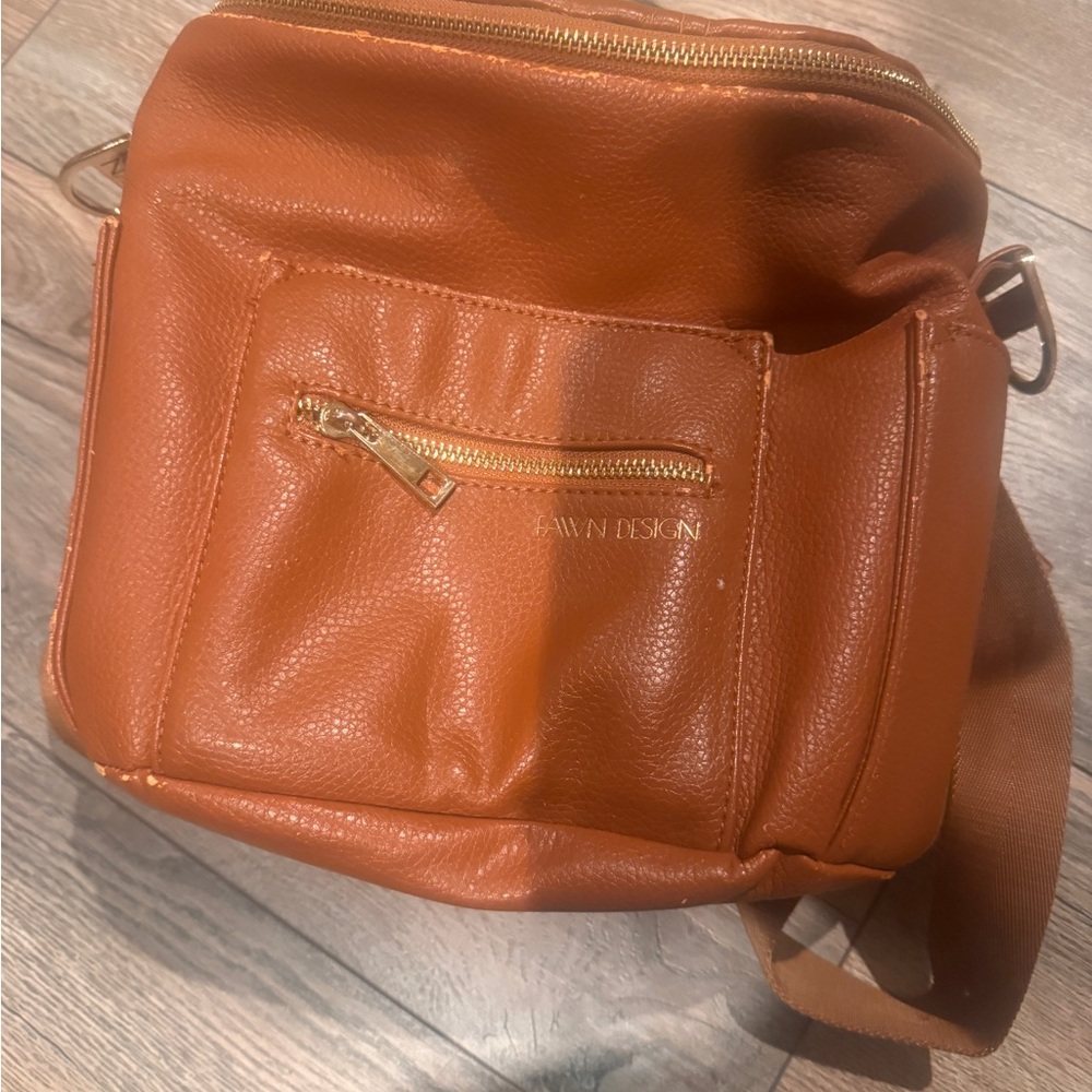Fawn Design Tan Leather Mini Diaper Bag